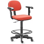 Cadeira Alta com Braços com Rodízios Tecido Vermelho Cb09