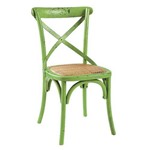 Cadeira Cross - Katrina - Vintage - Madeira e Ratan - Verde