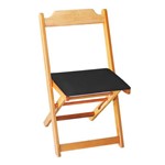 Cadeira Dobrável Madeira Maciça Preta com Estofado - Preto