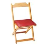 Cadeira Dobrável Madeira Maciça Preta com Estofado - Vermelho