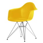Cadeira Eames com Braco Base Cromada Amarelo Fosco - 24498