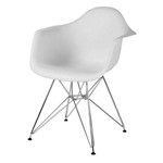Cadeira Eames com Braco Base Cromada Branco Fosco - 16531