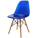 Cadeira Eames Policarbonato Azul Base Madeira 18684