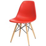 Cadeira Eames Polipropileno Vermelho Base Madeira