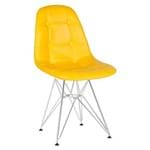 Cadeira Estofada Botonê - Amarelo - Metal Cromado