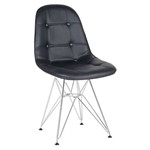 Cadeira Estofada Botonê - Preto - Metal Cromado