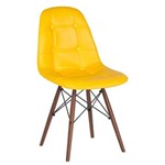 Cadeira Estofada Eames Botonê - Eiffel - Amarelo - Madeira Escura