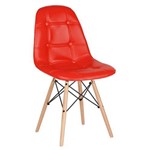 Cadeira Estofada Eames Botonê - Eiffel - Vermelho - Madeira Clara