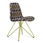 Cadeira Estofada Eames com Pés de Aço Amarelo - Colorido Preto