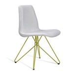 Cadeira Estofada Eames com Pés de Aço Amarelo - Off White