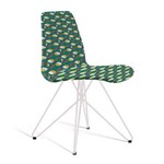 Cadeira Estofada Eames com Pés de Aço Branco - Colorido Verde