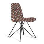 Cadeira Estofada Eames com Pés de Aço Preto - Colorido Cinza