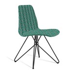 Cadeira Estofada Eames com Pés de Aço Preto - Verde/cinza