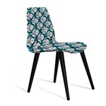 Cadeira Estofada Eames em Suede com Pés Palito - Azul/verde