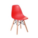 Cadeira Infantil Eames Junior - Vermelho com Base de Madeira Natural