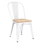 Cadeira Iron Tolix com Assento Madeira Clara - Branco
