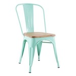 Cadeira Iron Tolix com Assento Madeira Clara - Verde Claro