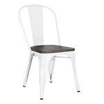 Cadeira Iron Tolix com Assento Madeira Escura - Branco