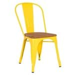 Cadeira Iron Tolix Iron com Assento de Madeira - Amarelo