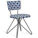 Cadeira Retrô Butterfly com Pés de Aço Preto - Azul/branco