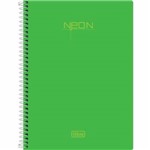 Caderno Espiral Capa Plástica 1/4 Neon Verde 96 Folhas 148717