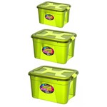 3 Caixas Organizadoras P (12lts) M (20lts) G (30lts) Verde Limão