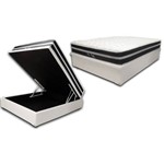 Cama Box Baú Solteirão Premium Branco 1,10x1,88 + Colchão de Molas Ensacadas Black
