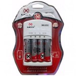 Carregador Pilhas AA + AAAA + Bateria 9V MOX Carga Rápida + Pilhas 2600 Mah