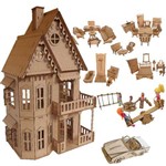 Tamanhos, Medidas e Dimensões】→ Casa Casinha para Boneca Barbie com 24 Mini  Móveis em Mdf Cru Csb1