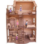 Casa Casinha para Boneca Barbie com 24 Mini Móveis em Mdf Cru Csb1