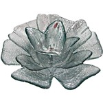 Castiçal de Vidro Flor Transparente com Detalhes Prata Decorativo 17x7cm Sd0131