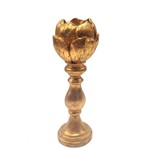 Castiçal Flor Ouro Velho em Resina - Arte Retrô 33x12