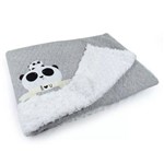 Cobertor Matelassê com Pelúcia Panda Cinza - Coração de Mãe