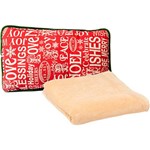 Cobertor Solteiro Fleece Soft Class Liso Marfim - Casa & Conforto + Almofada Retangular Letrinhas - Christmas Traditions