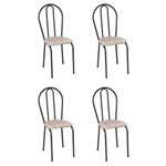Conjunto 4 Cadeiras Hécate Cromo Preto e Estampa Rattan