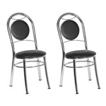 Conjunto de 2 Cadeiras Preto e Cromado