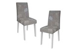 Conjunto 2 Cadeiras Cimol Milena - Cor Nogueira - Assento/Encosto Sued Bege