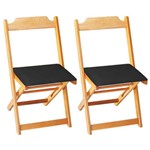 Conjunto 4 Cadeiras Dobrável Madeira Maciça Preta com Estofado - Preto