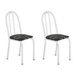 Conjunto 2 Cadeiras Éos Branco e Preto Flor