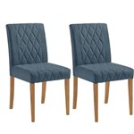 Conjunto 2 Cadeiras Flox – Tremarin - Nogal / Azul