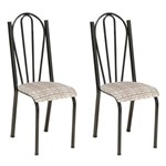 Conjunto 2 Cadeiras Mnemósine Cromo Preto e Estampa Rattan