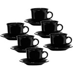 Conjunto com 6 Xícaras de Chá 200ml com Pires - Mail Order Black - Oxford Daily