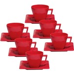 Conjunto com 6 Xícaras de Chá 200ml com Pires - Mail Order Quartier Red - Oxford