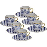Kit 6 Xícaras para Chá com Pires Lusinata Porcelana EM21-4988 - Oxford