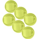 Conjunto com 6 Xícaras de Chá Reta 200ml com Pires Donna Verde - Biona