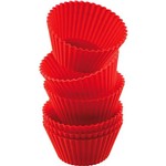 Conjunto de 6 Formas para Cup Cakes Silikomart Pirottini Vermelho 83ml