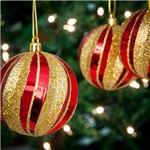 Conjunto de Bolas Vermelho e Dourado 6 Peças 8cm - Orb Christmas