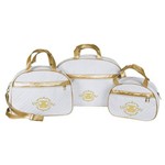 Conjunto de Bolsas Maternidade Glamour Branco Dourado 03 Peças