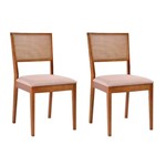 Conjunto de 2 Cadeiras de Jantar Kindon Ii Tela Castanho e Bege