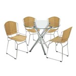 Conjunto de Mesa com 4 Cadeiras Erika Junco Sintético Cromado - Única